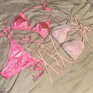 SHEIN Pink Shiny Bikini Set